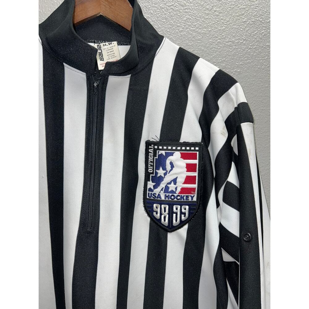 Vintage USA Hockey Referee Jersey Official Black White Long Sleeve 98 90s VTG XL - Picture 2 of 12